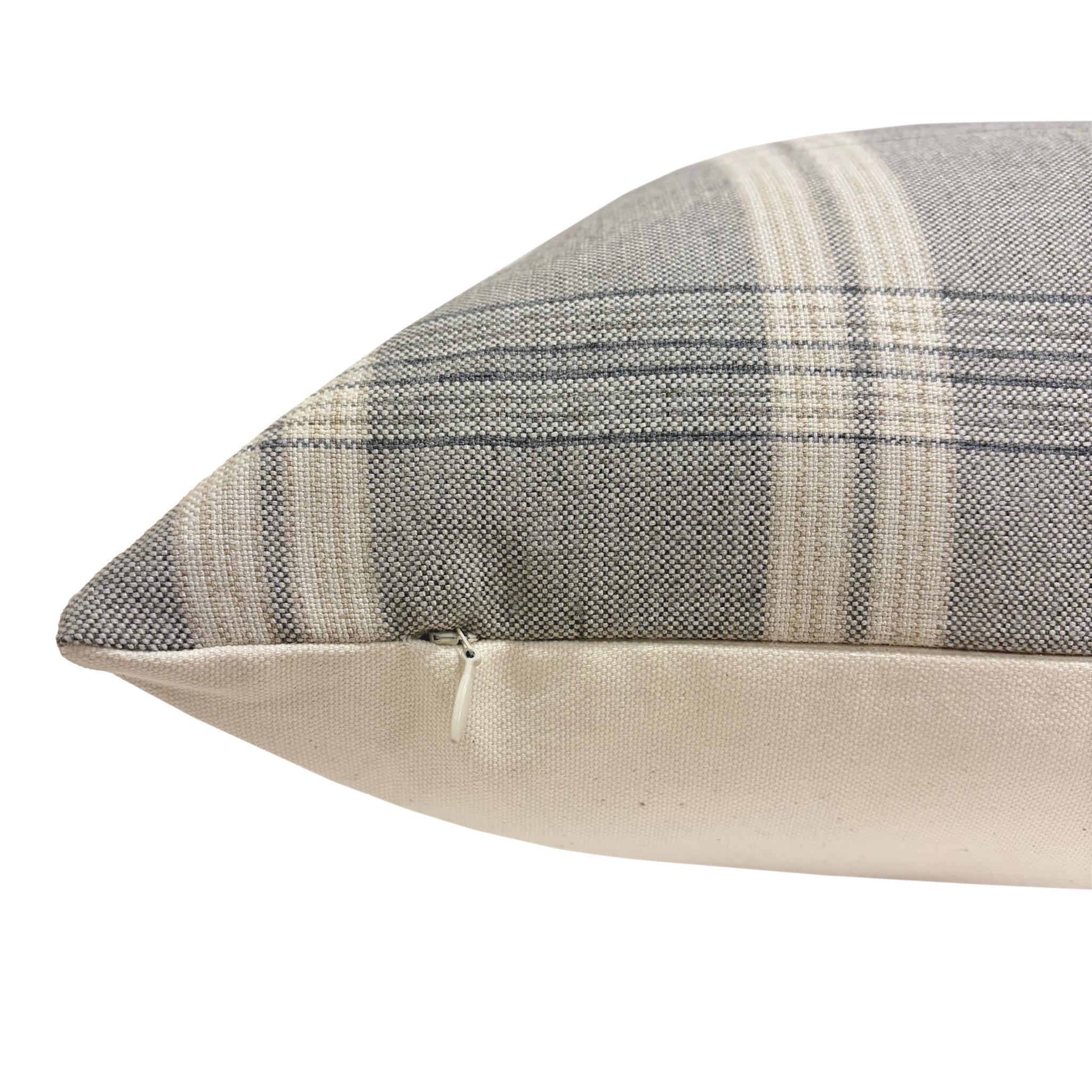BECKHAM || Designer Gray Plaid Pillow Cover, Plaid Pillow Cover, Gray and Ivory Plaid Pillow, Plaid Pillow, Sofa Pillow Cover, Trendy Plaid