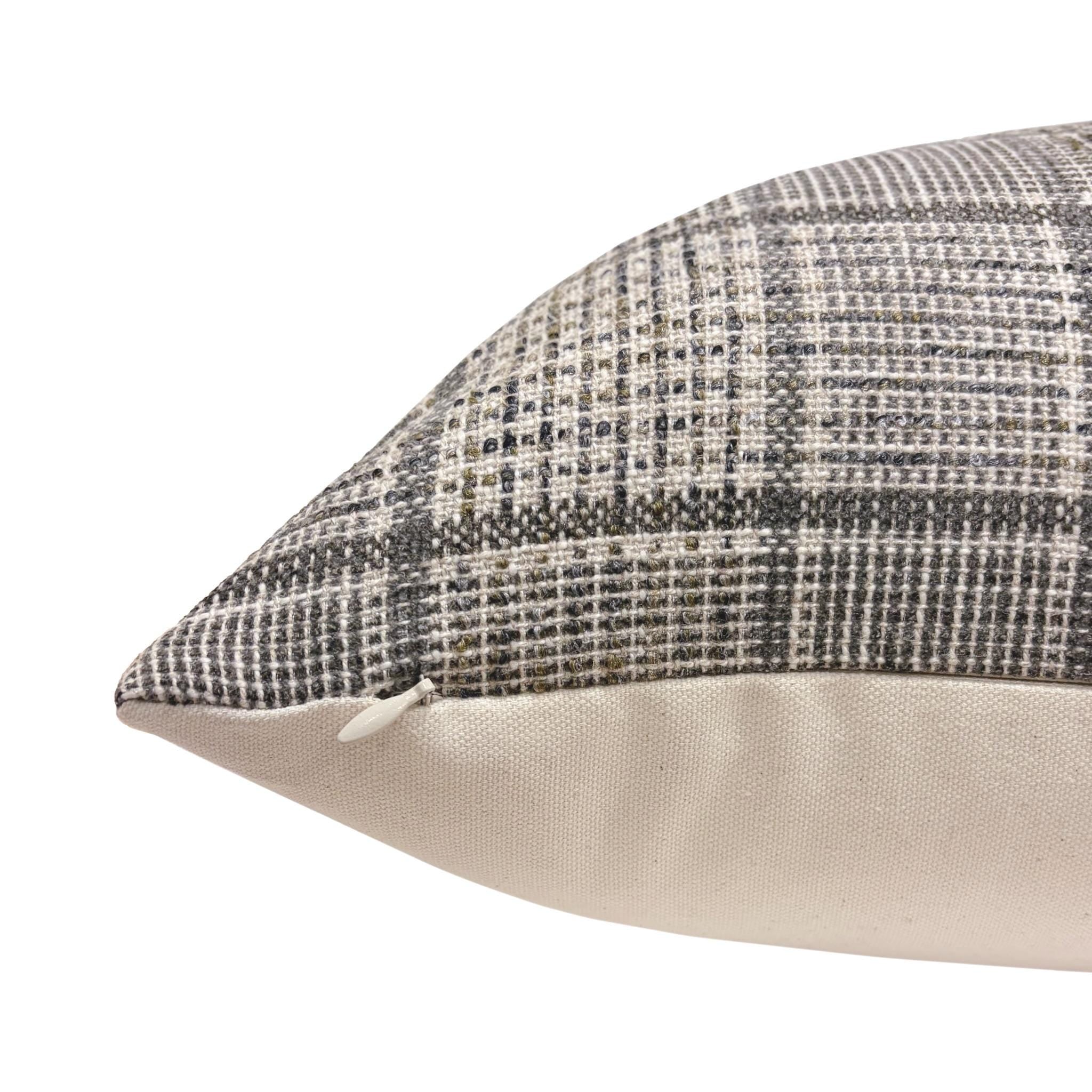 PRESTON ||  Black Plaid Pillow Cover, Textured Pillow, Plaid Pillow Cover, Sofa Pillow, Grey Plaid Pillow, Plaid Pillow Cover