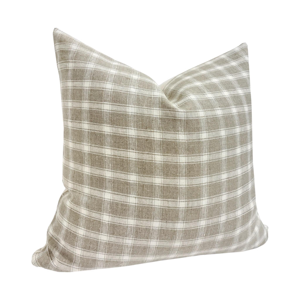 BARRETT || Taupe Gingham Check Pillow Cover, Designer Pillow, Neutral Pillow, Neutral Gingham Pillow, Taupe Check Pillow