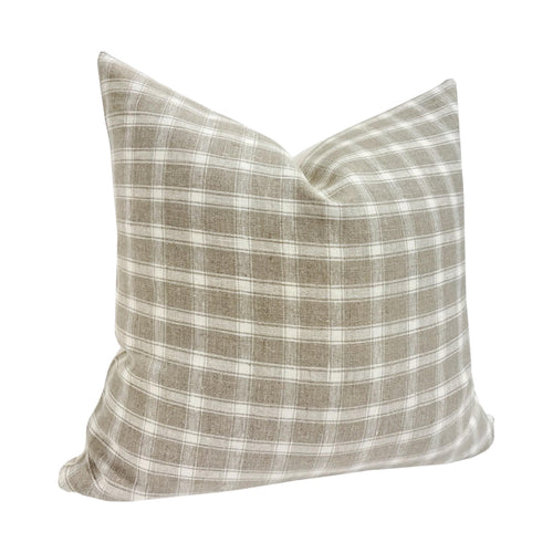BARRETT || Taupe Gingham Check Pillow Cover, Designer Pillow, Neutral Pillow, Neutral Gingham Pillow, Taupe Check Pillow