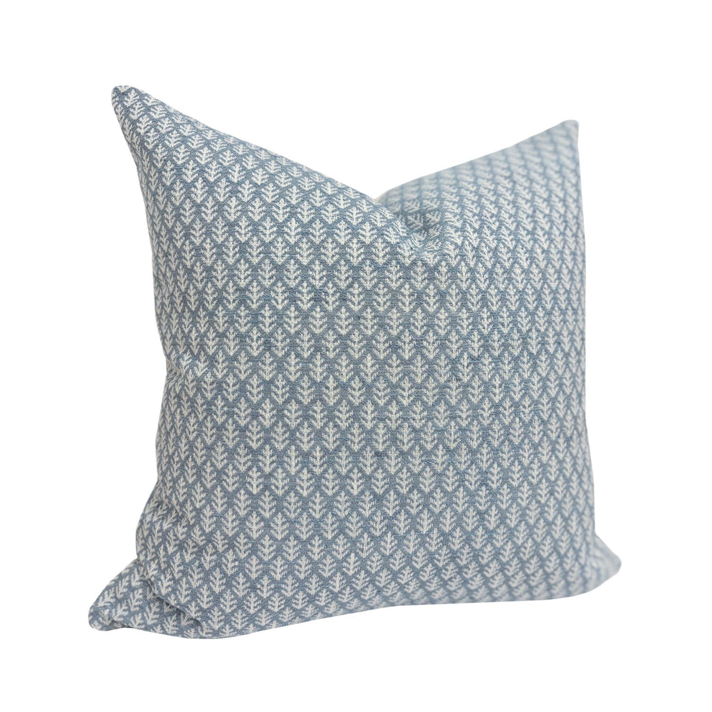 AURORA || Designer Floral Pillow Cover, Blue Floral Pillow, Fern Fair Cornflower Pillow, Light Blue Pillow, Blue Fern Pillow