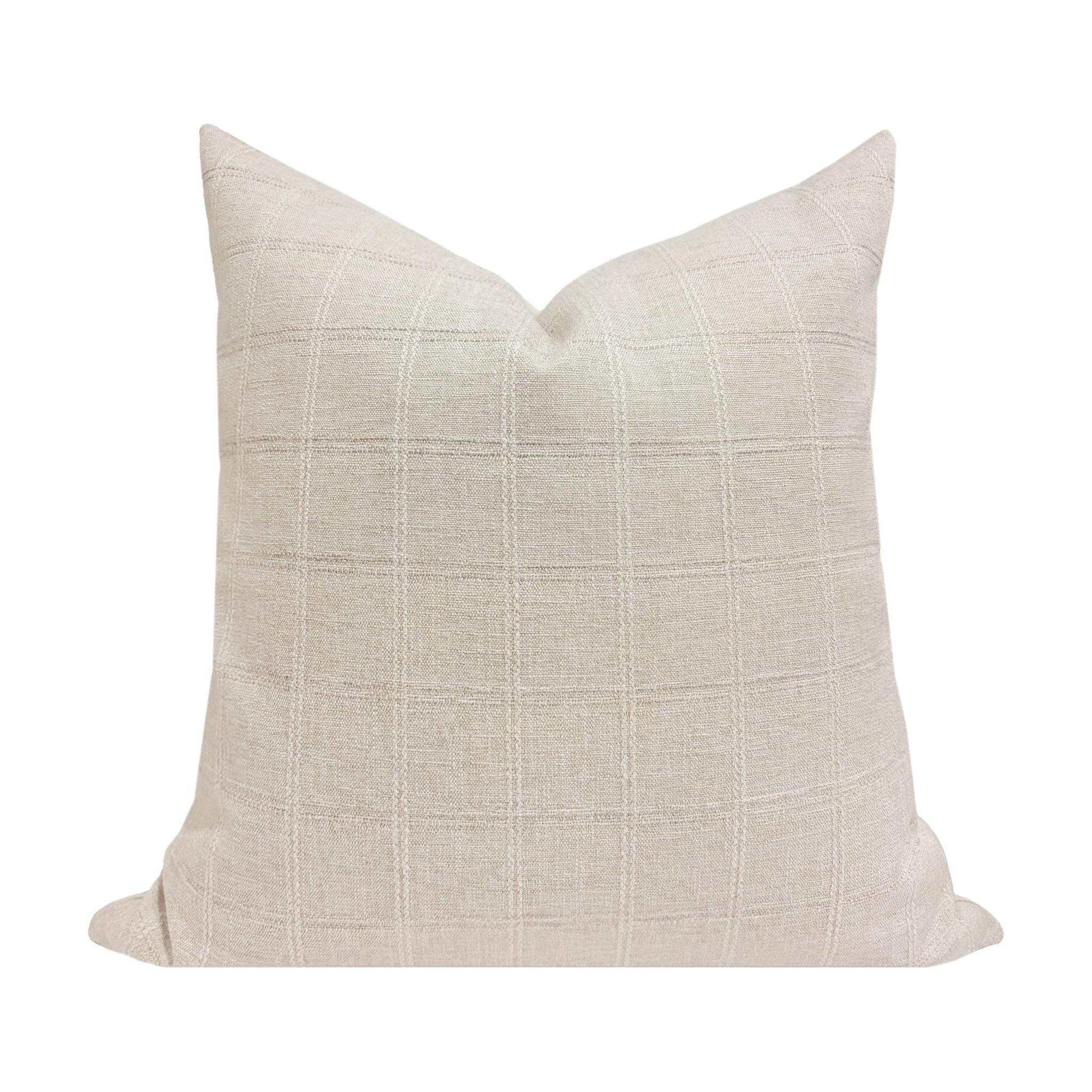 GRETA  ||  Cream Striped Pillow Cover, Designer Pillow, Neutral Pillow, Farmhouse Pillow, Cream Striped Pillow