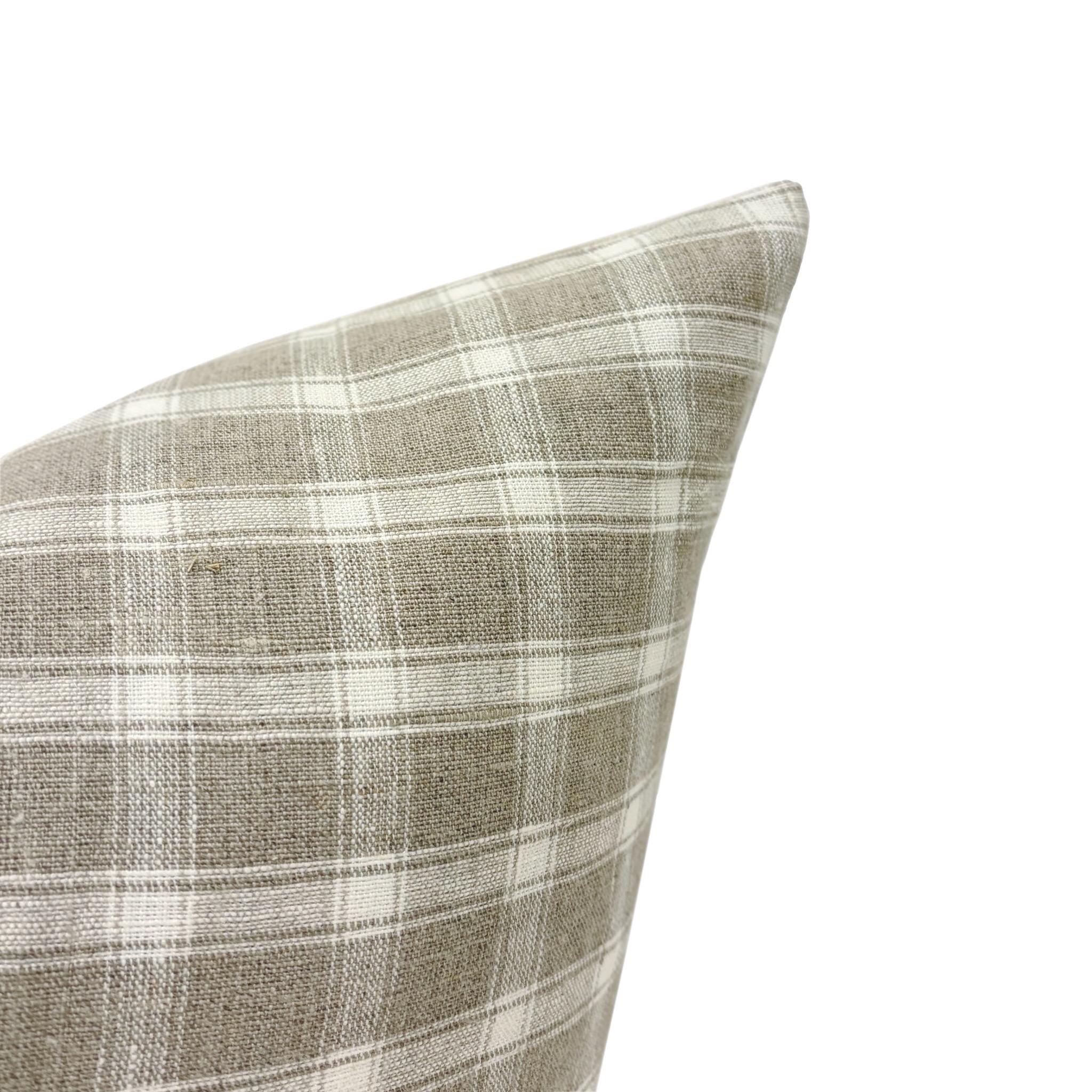 BARRETT || Taupe Gingham Check Pillow Cover, Designer Pillow, Neutral Pillow, Neutral Gingham Pillow, Taupe Check Pillow
