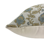 MAISIE || Designer Floral Linen Pillow Cover, Blue and Mustard Floral Pillow Cover, Block Print Linen Pillow, Small Floral Pillow