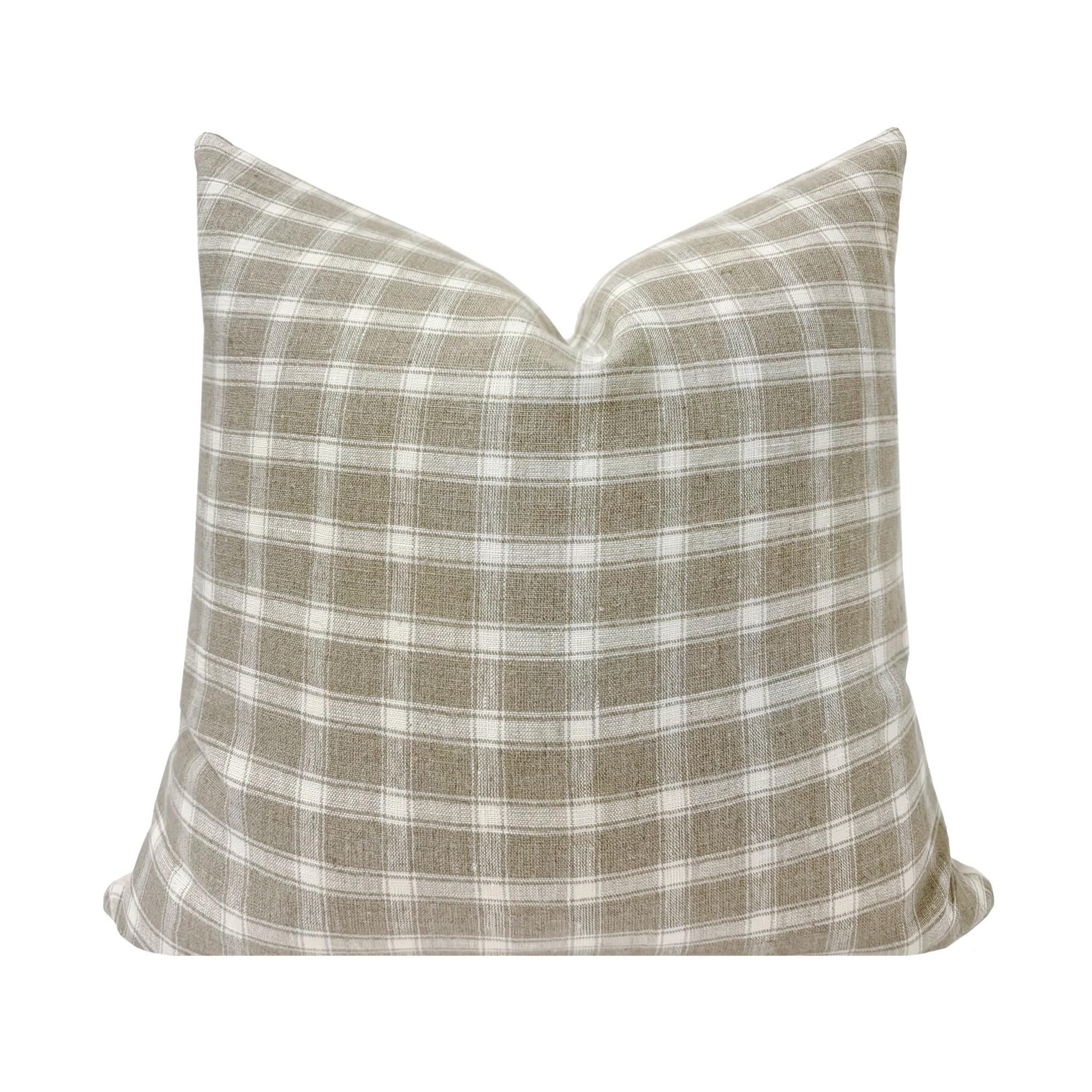 BARRETT || Taupe Gingham Check Pillow Cover, Designer Pillow, Neutral Pillow, Neutral Gingham Pillow, Taupe Check Pillow