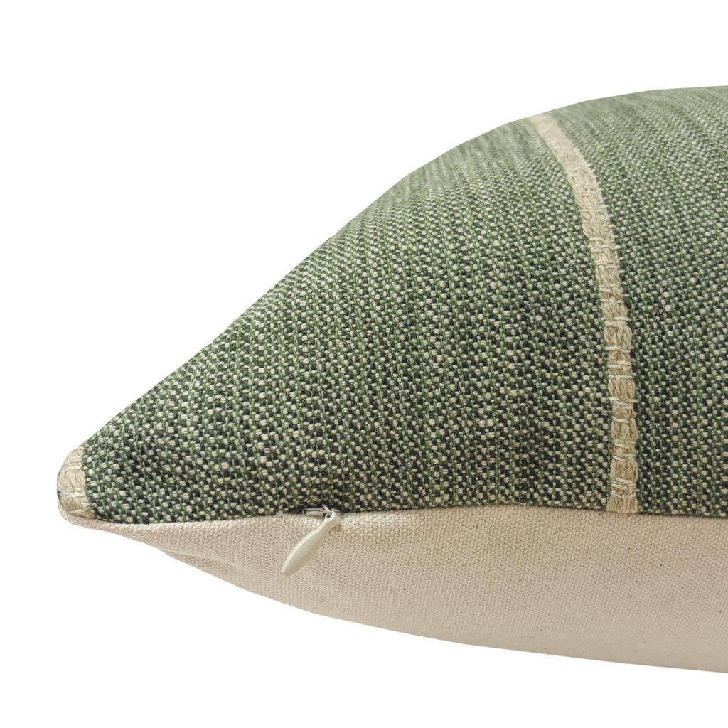 RIDGE || Leafy Green Woven Pillow Cover, Striped Pillow, Designer Pillow, Green Textured Pillow Cover