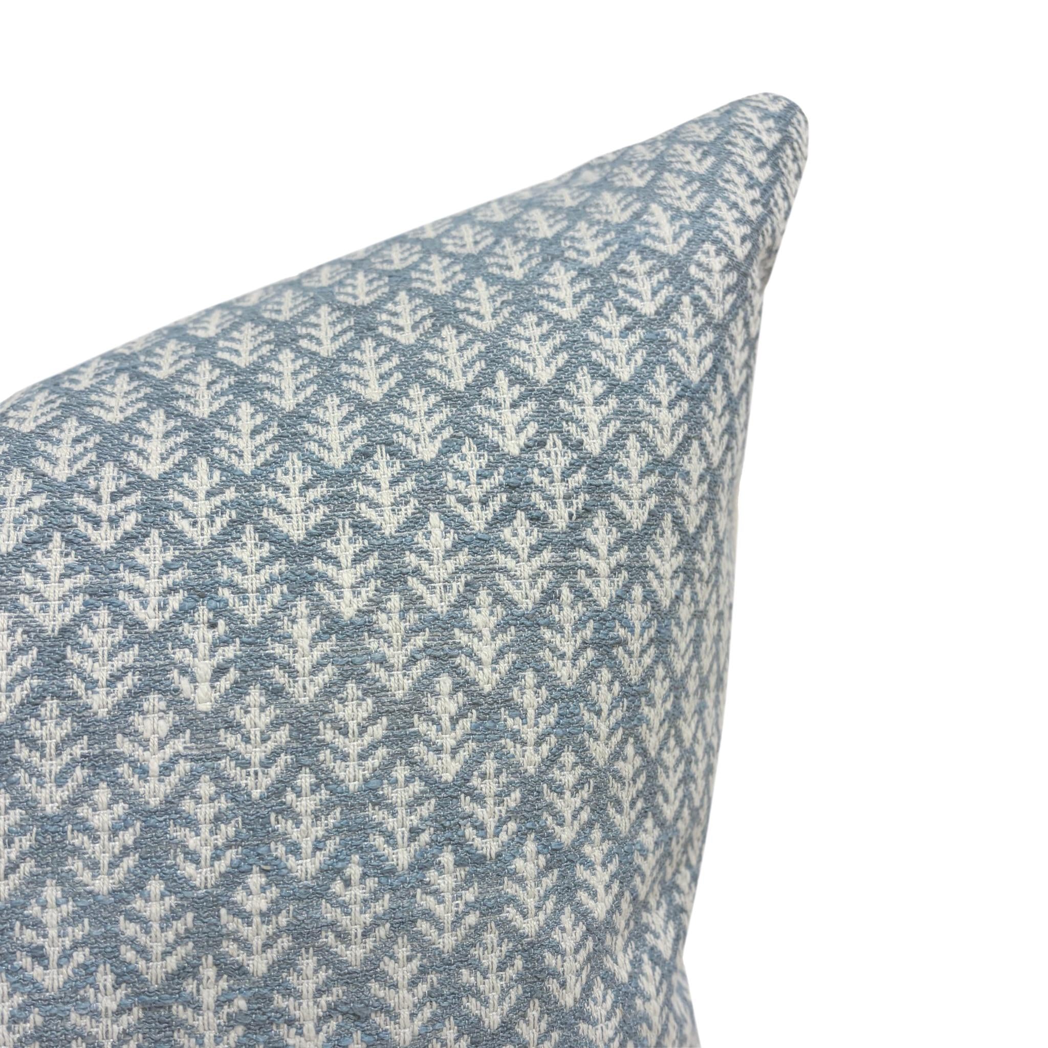 AURORA || Designer Floral Pillow Cover, Blue Floral Pillow, Fern Fair Cornflower Pillow, Light Blue Pillow, Blue Fern Pillow