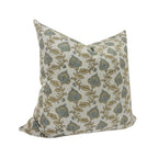 MAISIE || Designer Floral Linen Pillow Cover, Blue and Mustard Floral Pillow Cover, Block Print Linen Pillow, Small Floral Pillow