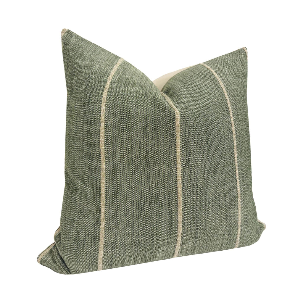 RIDGE || Leafy Green Woven Pillow Cover, Striped Pillow, Designer Pillow, Green Textured Pillow Cover
