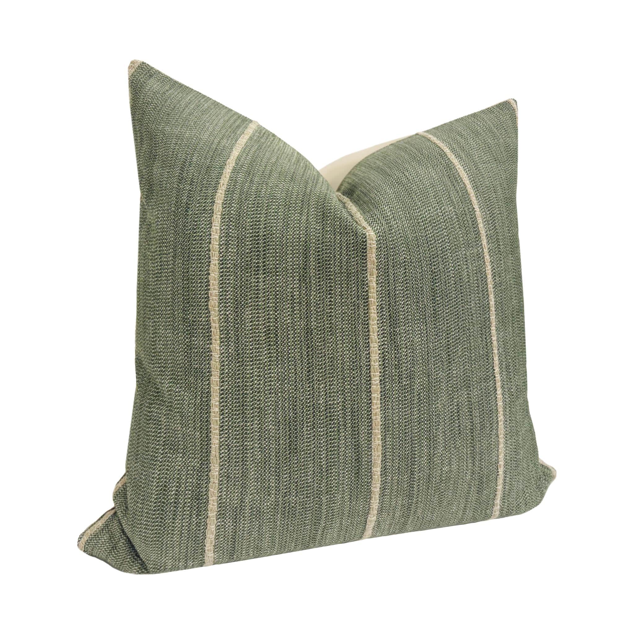 RIDGE || Leafy Green Woven Pillow Cover, Striped Pillow, Designer Pillow, Green Textured Pillow Cover