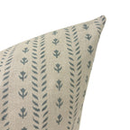 TESS || Designer Floral Linen Pillow Cover, Teal and Beige Floral Pillow Cover, Block Print Linen Pillow, Small Floral Pillow
