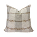 HARLEY  || Beige and Taupe Windowpane Check Pillow Cover, Striped Pillow, Neutral Plaid Pillow, Brown Plaid Pillow, Beige Plaid Pillow