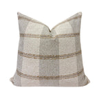 HARLEY  || Beige and Taupe Windowpane Check Pillow Cover, Striped Pillow, Neutral Plaid Pillow, Brown Plaid Pillow, Beige Plaid Pillow