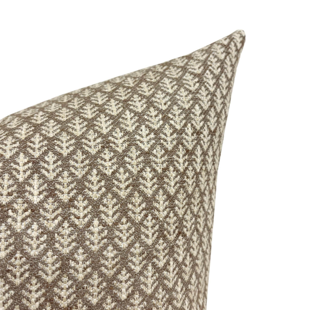 HUDSON || Designer Pillow Cover, Brown Floral Pillow, Fern Fair Cornflower Pillow, Small Brown Print Pillow