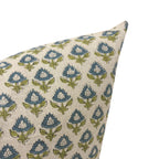 MARTHA || Designer Floral Linen Pillow Cover, Small Print Floral Pillow Cover, Block Print Linen Pillow