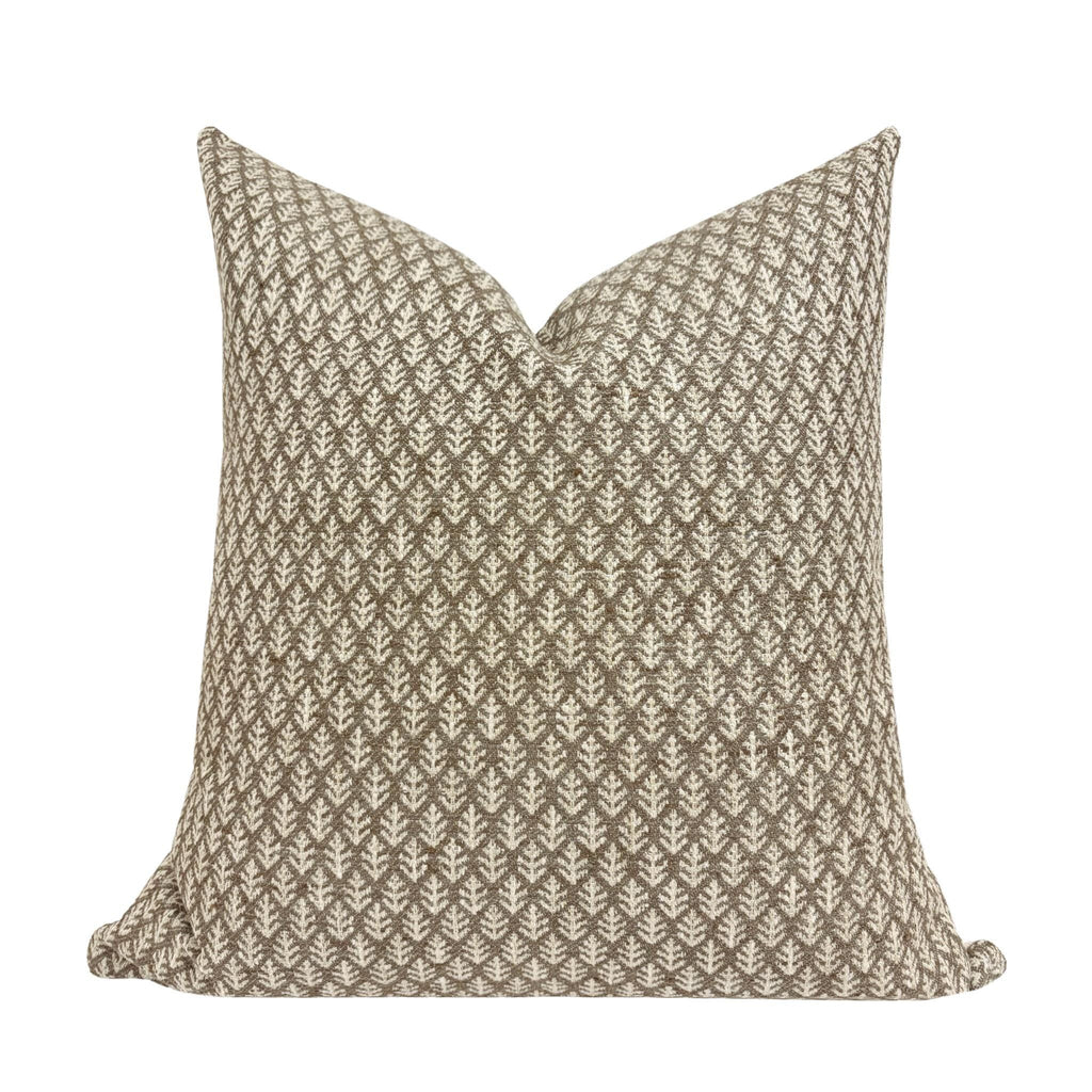 HUDSON || Designer Pillow Cover, Brown Floral Pillow, Fern Fair Cornflower Pillow, Small Brown Print Pillow