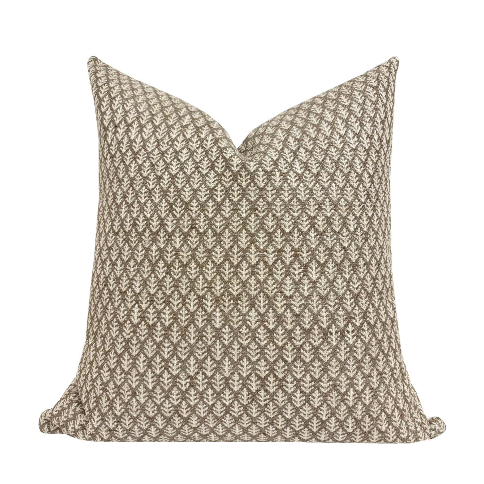 HUDSON || Designer Pillow Cover, Brown Floral Pillow, Fern Fair Cornflower Pillow, Small Brown Print Pillow