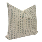TESS || Designer Floral Linen Pillow Cover, Teal and Beige Floral Pillow Cover, Block Print Linen Pillow, Small Floral Pillow