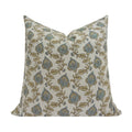 MAISIE || Designer Floral Linen Pillow Cover, Blue and Mustard Floral Pillow Cover, Block Print Linen Pillow, Small Floral Pillow