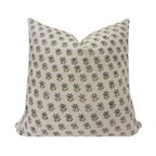 VERA || Designer Floral Linen Pillow Cover, Small Print Floral Pillow Cover, Block Print Linen Pillow