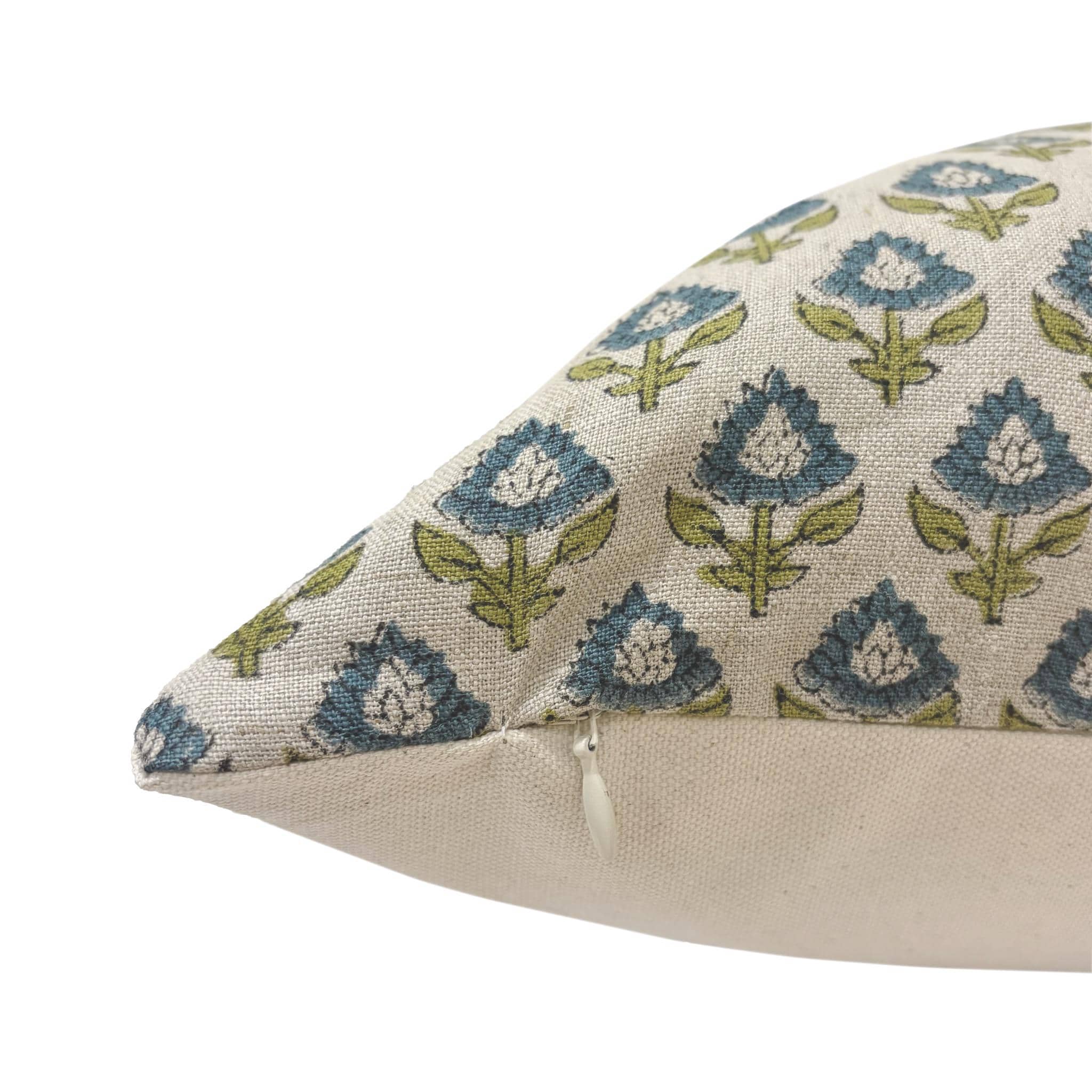 MARTHA || Designer Floral Linen Pillow Cover, Small Print Floral Pillow Cover, Block Print Linen Pillow