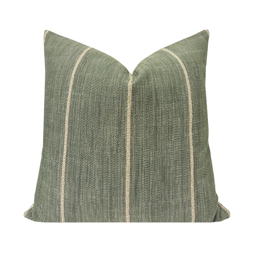 RIDGE || Leafy Green Woven Pillow Cover, Striped Pillow, Designer Pillow, Green Textured Pillow Cover