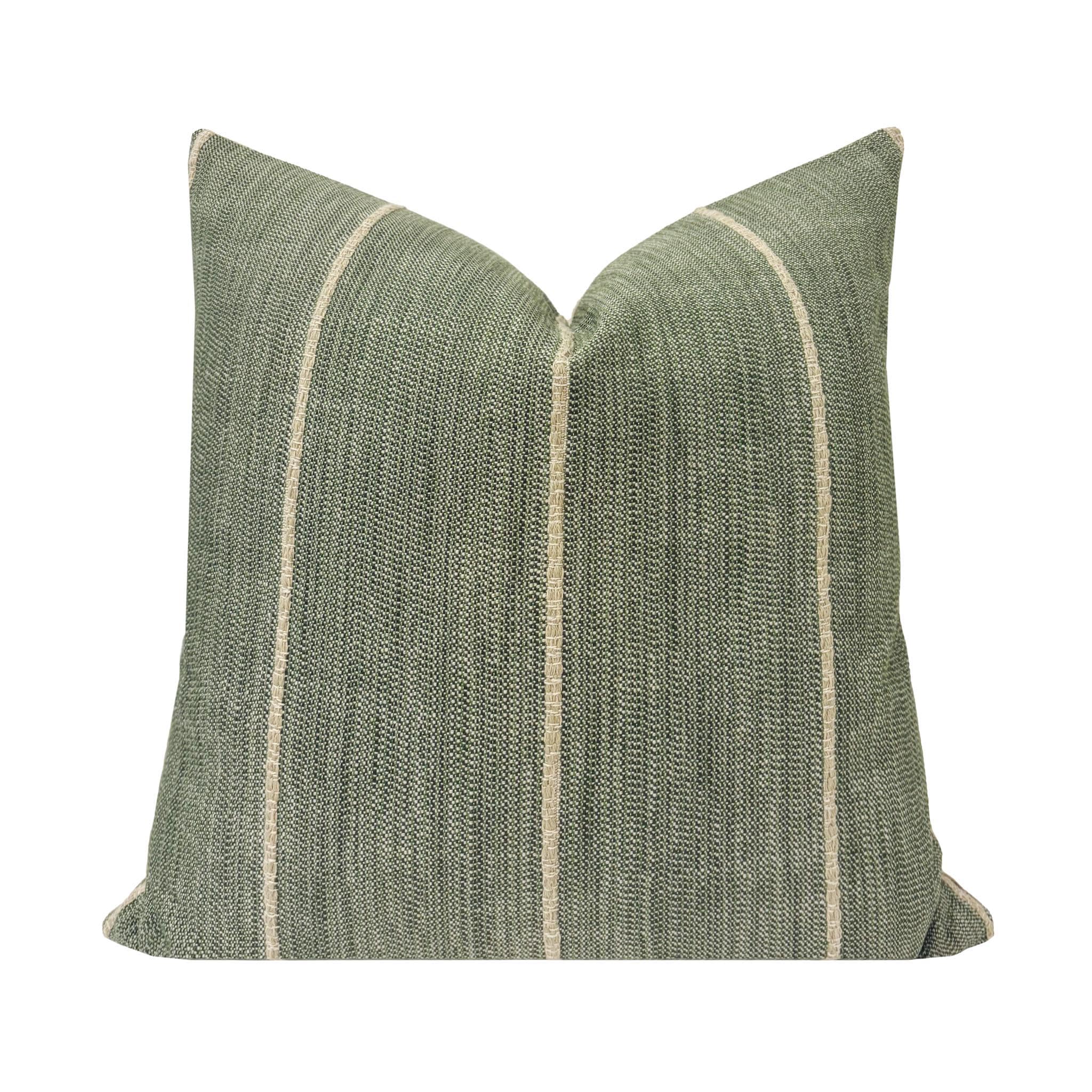 RIDGE || Leafy Green Woven Pillow Cover, Striped Pillow, Designer Pillow, Green Textured Pillow Cover