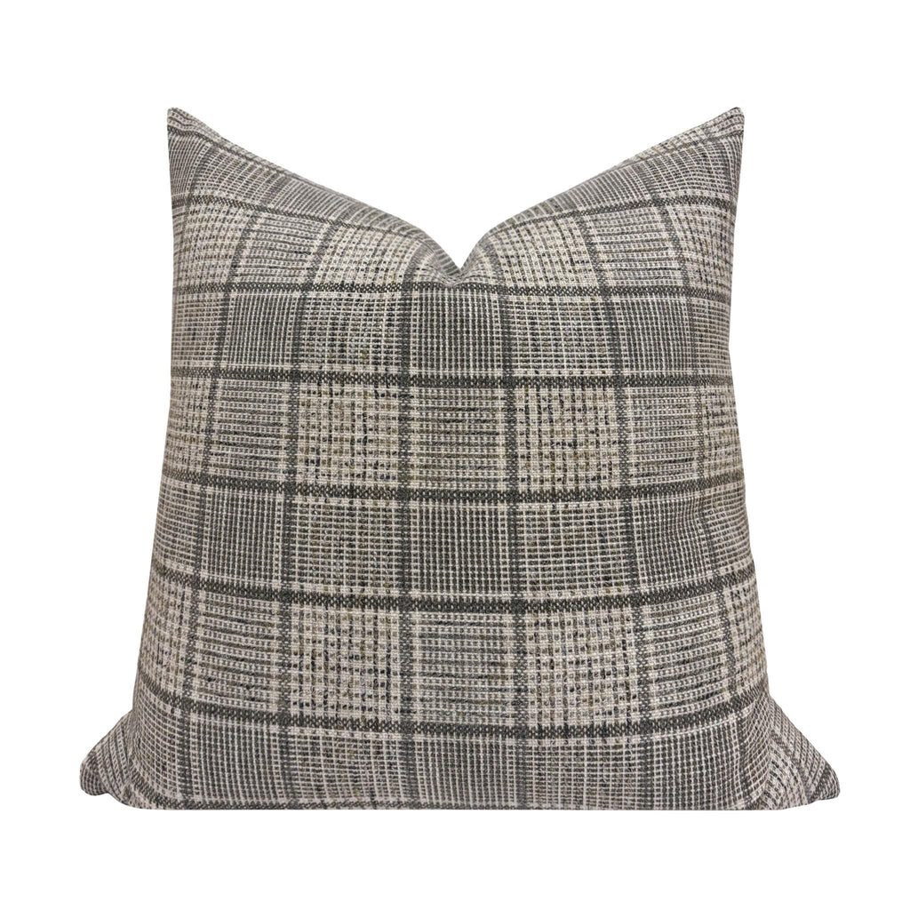 PRESTON ||  Black Plaid Pillow Cover, Textured Pillow, Plaid Pillow Cover, Sofa Pillow, Grey Plaid Pillow, Plaid Pillow Cover