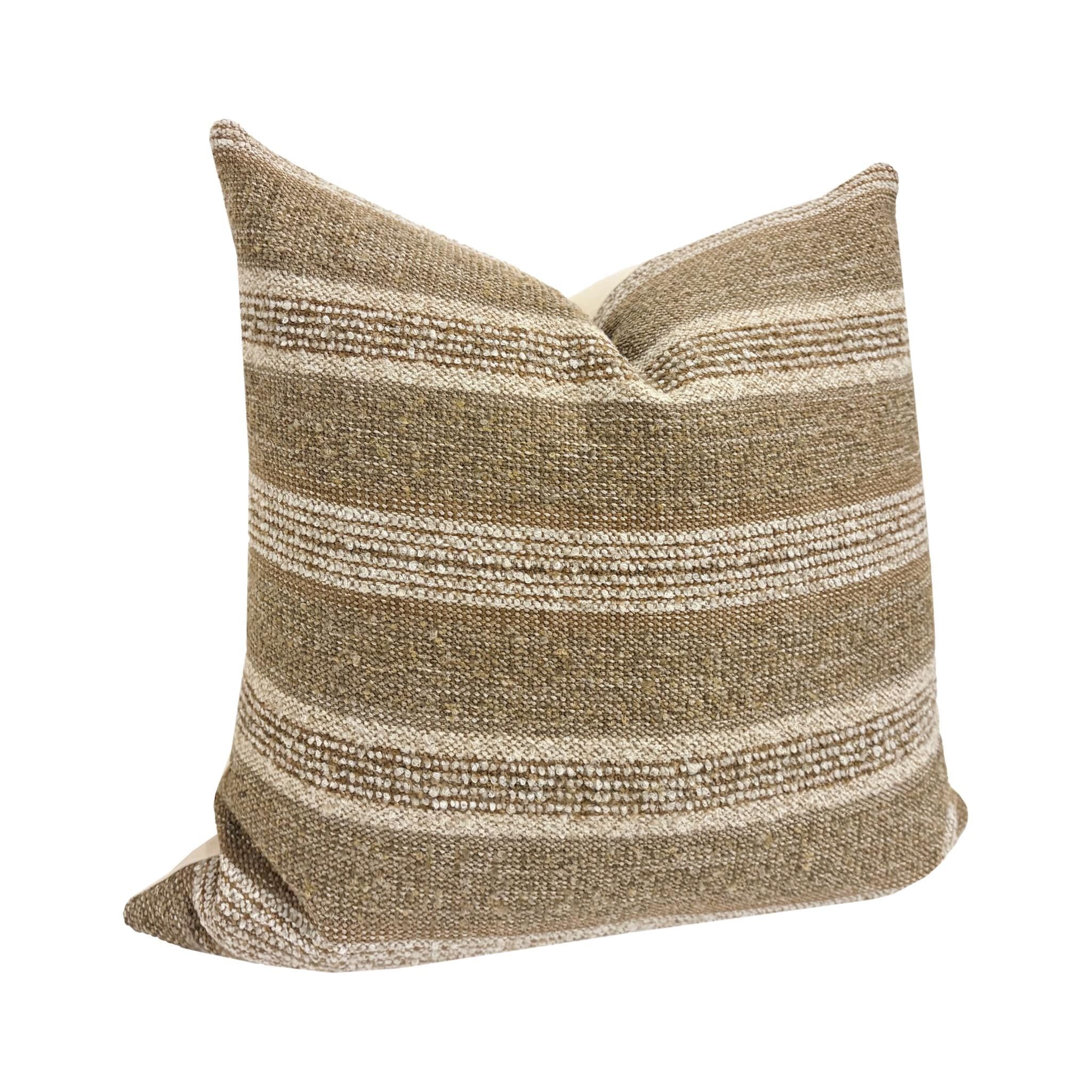 OAKLEY || Brown Striped Woven Pillow Cover, Striped Pillow, Designer Pillow, Brown Woven Textured Pillow