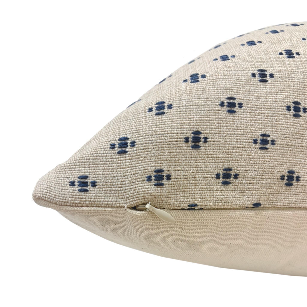 EVERLEY || Navy and Beige Woven Pillow Cover, Small Print Pillow Cover, Neutral and Blue Pillow, Western Pillow, Geometric Pillow Cover
