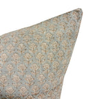 ALAINA || Designer Floral Linen Pillow Cover, Blue Handbloack Floral Pillow, Block Print Pillow, Block Linen Pillow,