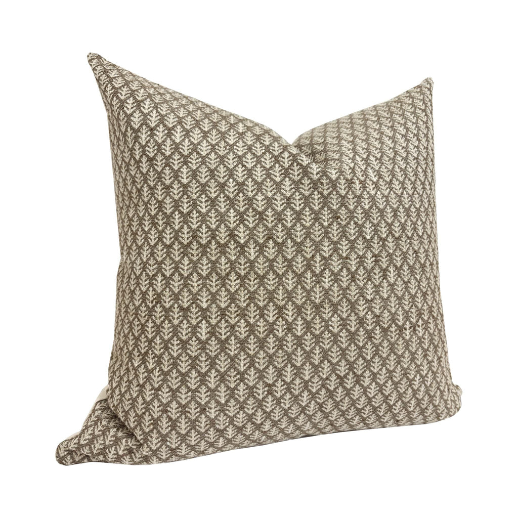 HUDSON || Designer Pillow Cover, Brown Floral Pillow, Fern Fair Cornflower Pillow, Small Brown Print Pillow