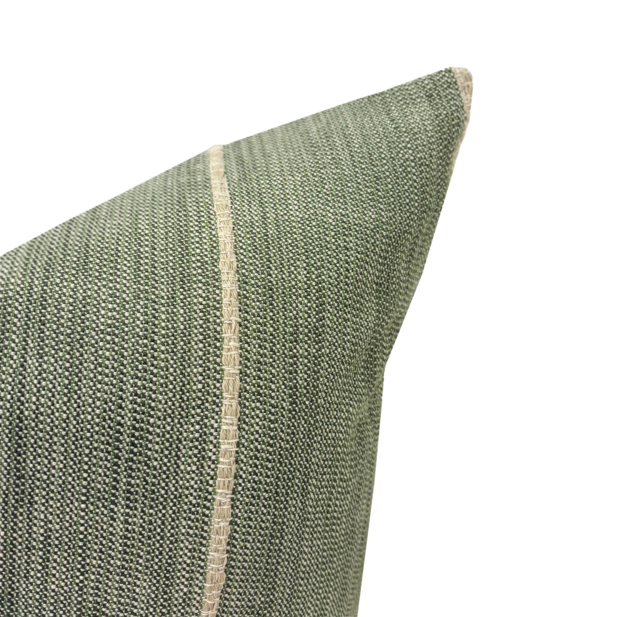RIDGE || Leafy Green Woven Pillow Cover, Striped Pillow, Designer Pillow, Green Textured Pillow Cover