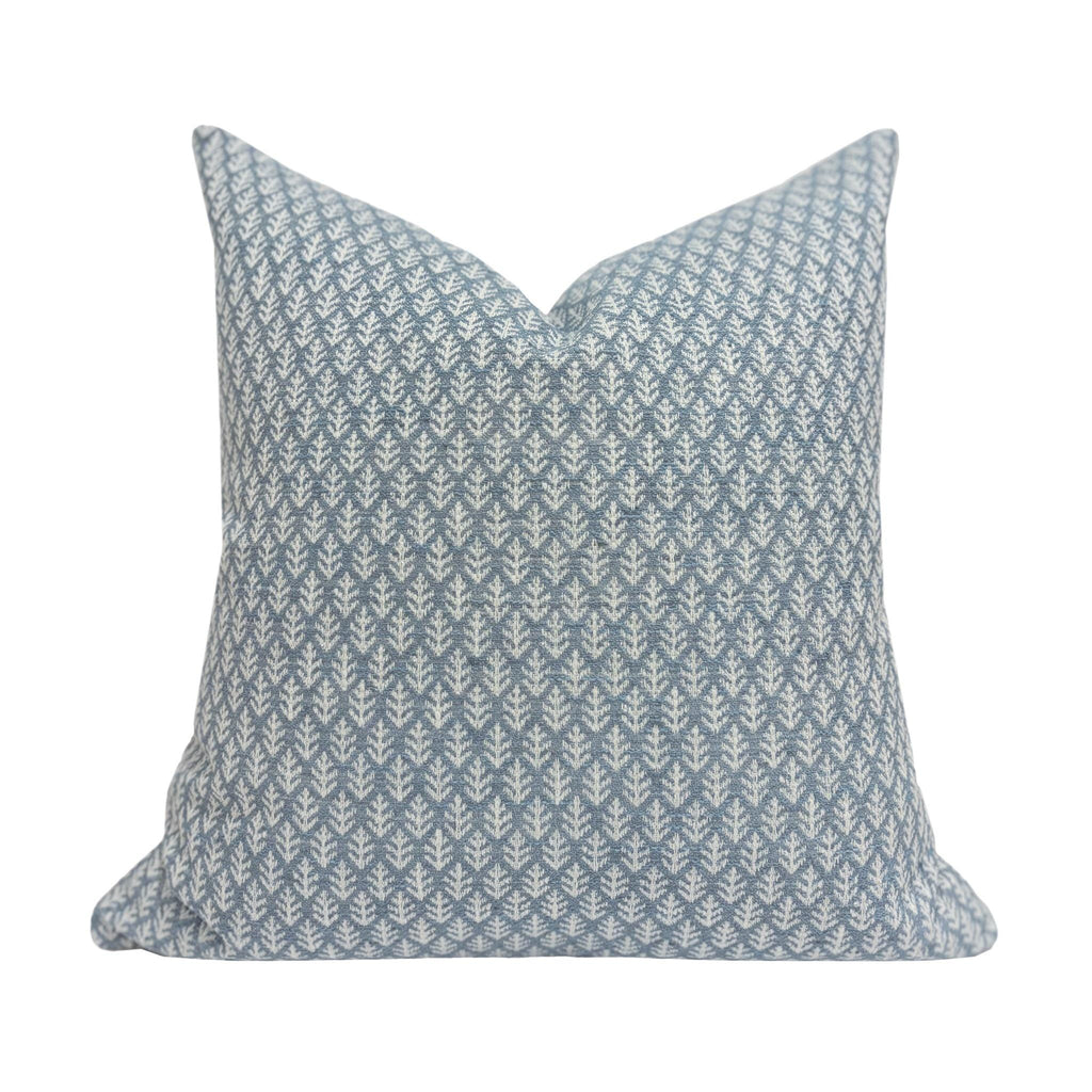 AURORA || Designer Floral Pillow Cover, Blue Floral Pillow, Fern Fair Cornflower Pillow, Light Blue Pillow, Blue Fern Pillow