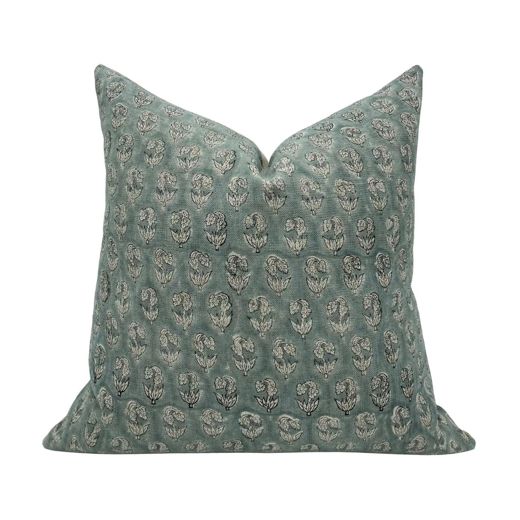 PILLOW COMBO || Set Of Three Designer Pillow Covers, Brown Stripes, Cream and Rust Stripes, Linen Greenish Blue Floral